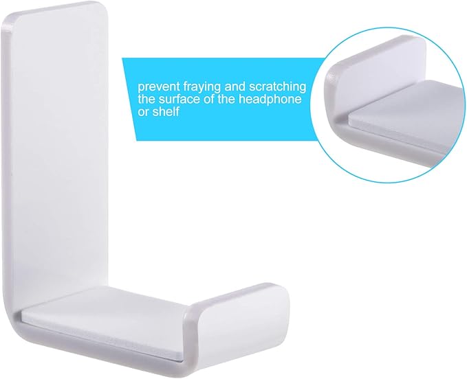 Weewooday 4 Pieces Headphone Hanger Holder Desk Adhesive Headphone Hook Wall Mount Headset Stand Acrylic Holder with Glues for General Purpose Game Earphone(White)