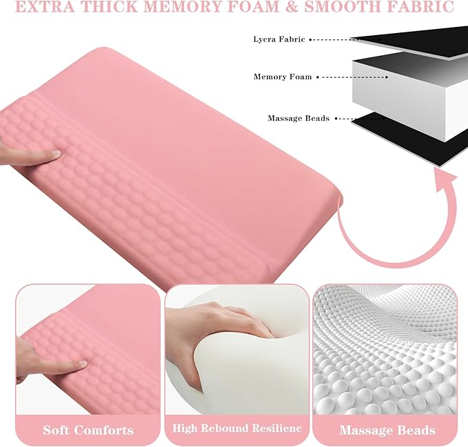 Computer Keyboard Stand Pad with Wrist Rest, Ergonomic Comfy Tilted Keyboard Stand Riser Holder Pad for Office Home (Pink)
