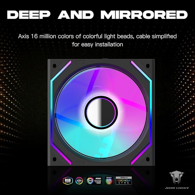 Jungle Leopard Interstellar V2 120mm Case Fan Infinity Mirror Module Daisy-Chain ARGB Fan Triple Pack with Controller Suitable for Computer Case & 360mm AIO Cooler(Black-3pack)