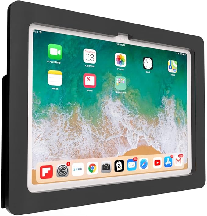 TABcare Anti-Theft Acrylic VESA Enclosure Made for Apple iPad 10 10.9" 2022, iPad 11 11" 2025 with Low Profile Wall Mount Kit & 90-Degree Angle USB C Charge Cable (Black)