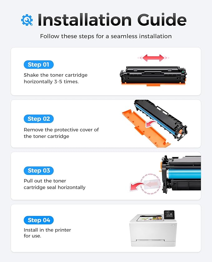 206A Toner Cartridge Set 4-Pack High Yield Replacement for HP 206A W2110A W2111A W2112A W2113A Compatible for HP Color Laserjet Pro MFP M283cdw M283fdn M283fdw M282nw M255dw M255nw Printer Ink Black