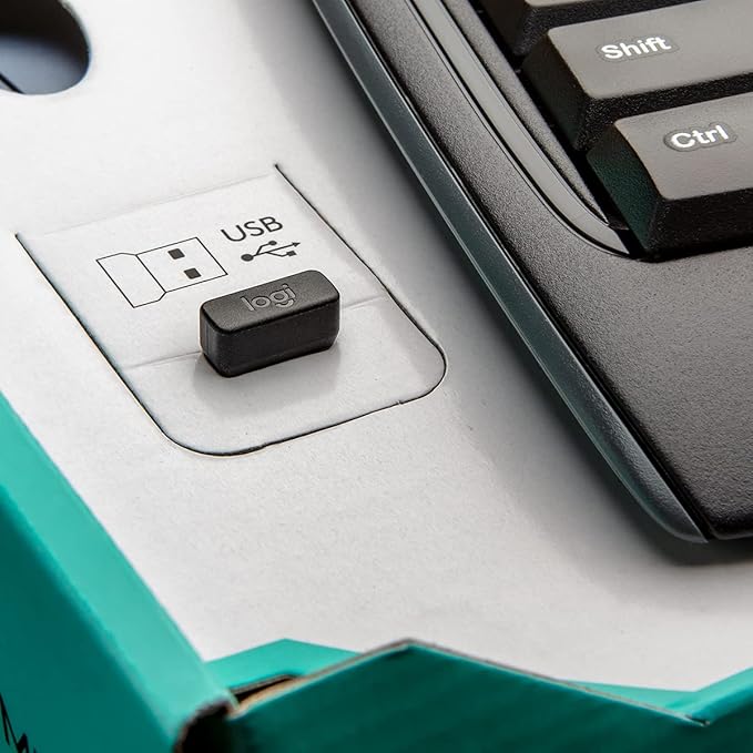 Logitech MK335 Quiet Wireless Keyboard and Mouse Combo - Black/Silver Keyboard and Mouse Combo Wireless, Ambidextrous