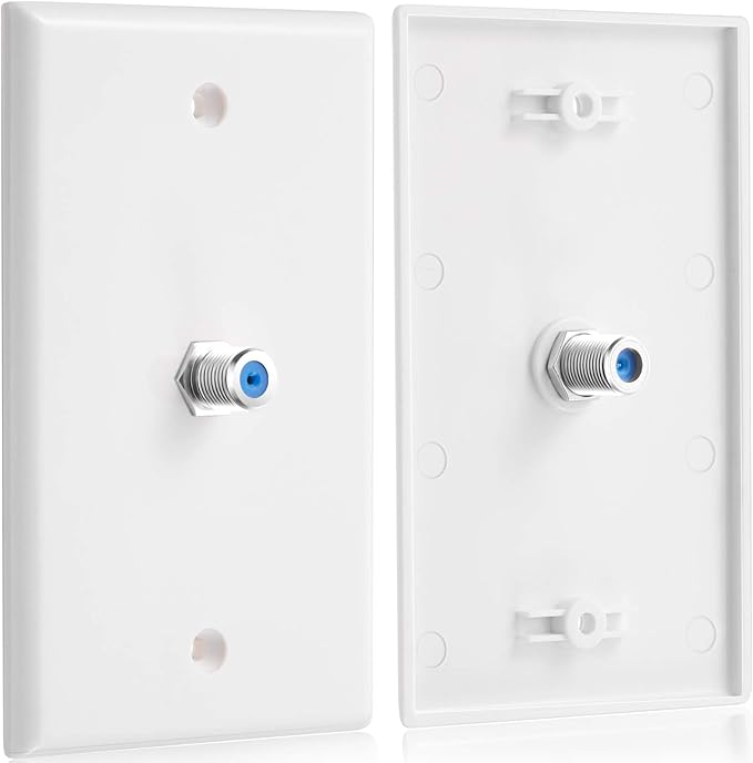 1-Port TV Cable Wall Jack F Connector Coax Video Jack Single Gang Wall Plates (Blue, 16 Pcs)
