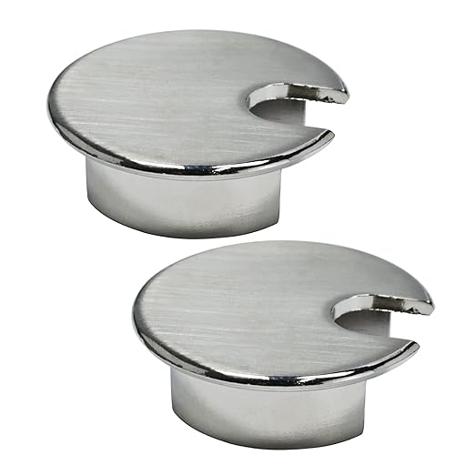 2 Pcs Desk Grommet 1-3/8" / 35 mm, Desk Cord Hole Cover, Cable Grommet Metal Zinc Alloy Materilal, Desk Hole Grommet for Home & Office Pc, Detachable Cable Cord Organizer-Brushed Silver