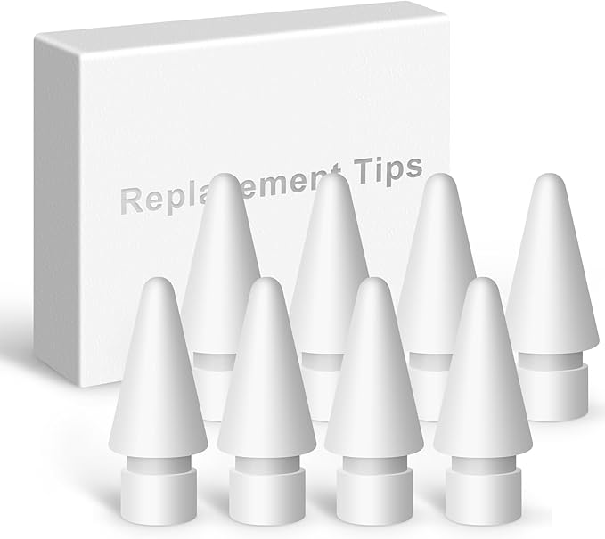 Upgraded Replacement Tips for Apple Pencil Pro/2nd Gen/1st Gen/USB-C,No Wear Out Pencil Nibs Precise Control - Replacement Nibs for Apple iPad Pencil - 8 Pack White