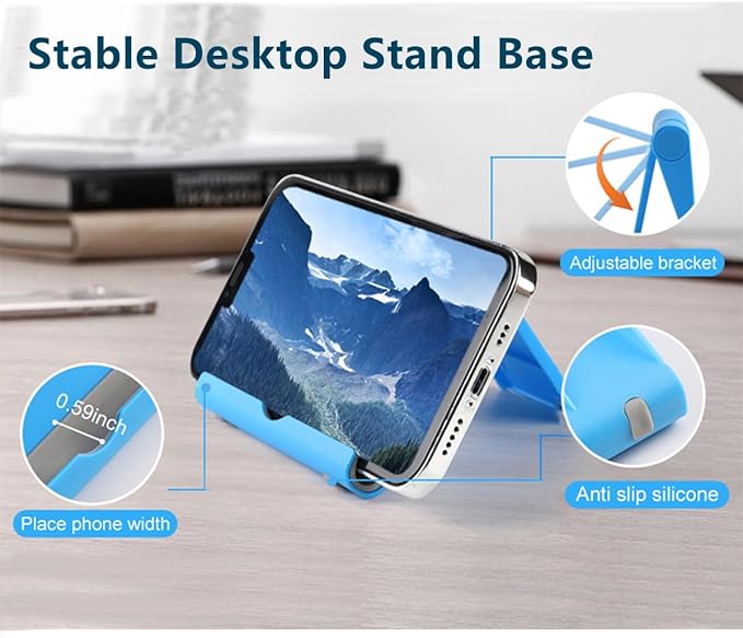 Cell Phone Stand for Desk 2 Pack Mobile Phone Holders Desktop Tablet Stand, Foldable Phone Dock Universal Adjustable Tablet Stand for Desk Compatible with Cell Phone Support (Pink 2 PCS)