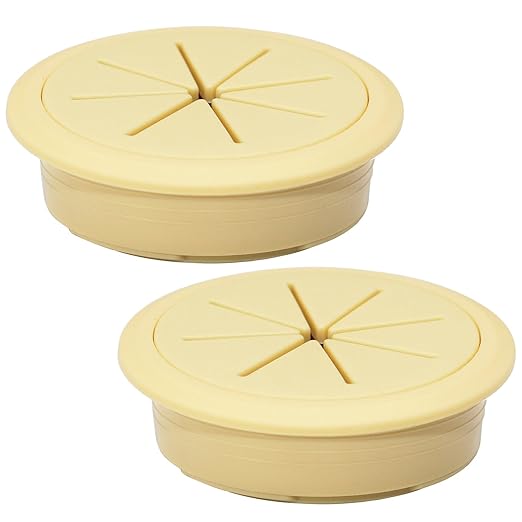 2 Pcs Desk Grommet 3-1/8" / 80 mm, Desk Hole Cover for Cables Beige, Cable Grommet ABS Plastic, Desk Hole Grommet for Home & Office Pc, Detachable Cable Cord Organizer