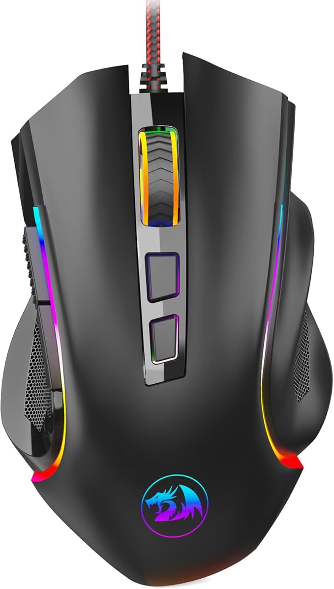 Redragon M602 Gaming Mouse, Ergonomic RGB Gaming Mouse Wired with 7200 Adjustable DPI, 9 Programmable Buttons, Professional Software for Gamer Office [Black]