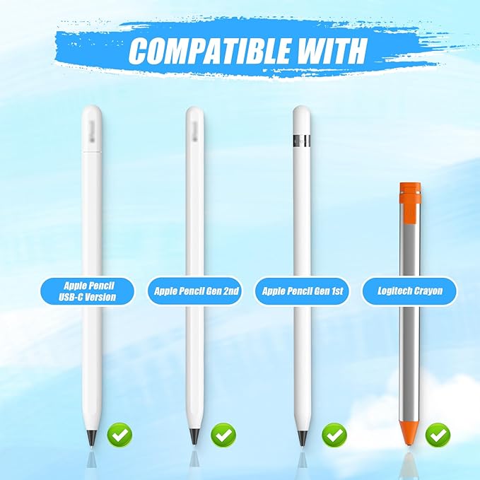 Upgraded Pencil Tips fits for Apple 2nd 1st Gen iPad Pro Pencil,0.78mm No Wear Out Fine Point Precise Control Apple Pen Tip,Longer Tips High Strength Material,Black