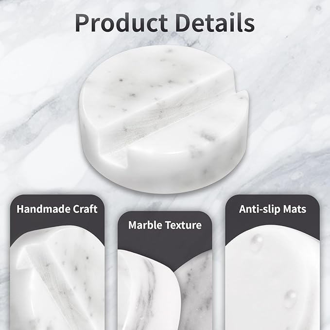Marble Phone Stand for Desk - Cell Phone Holder for Nightstand Office Decor Compatible with iPhone 17 16 15 Pro Max iPad mini, Telephone Boho White Marble Kitchen Accessories