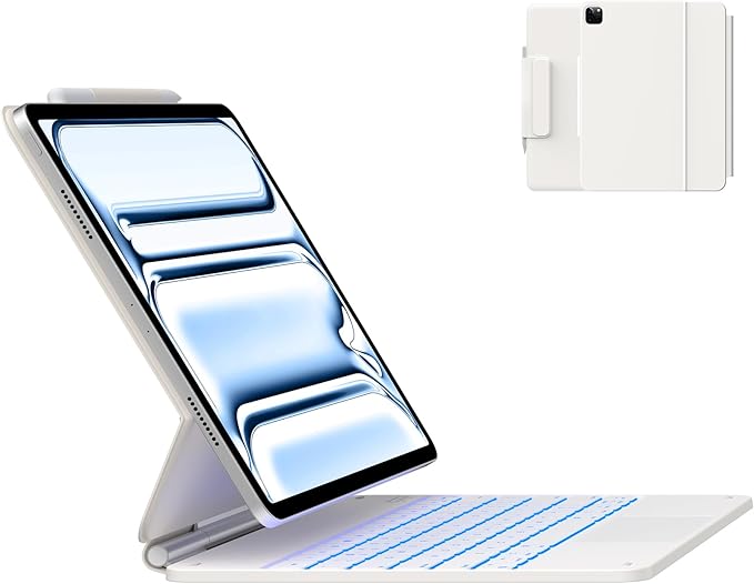 typecase Keyboard Case for iPad Pro 13-inch (M4) 2024,Magic Keyboard with 11 Colors Backlight for iPad Pro 13,Keyboard Case with Pencil Holder,Multi-Touch Trackpad, Easy-Set Magnetic Stand,(White)