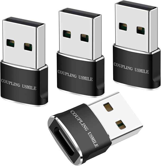 USB to USB C Adapter 4 packs for iPhone Fast Charging, Transfer and Type C OTG convert. USBC to A Compatible with iPhone 16 16e 15 Plus Pro Max,iPad Pro Air 4 Mini 6 almost USB devices