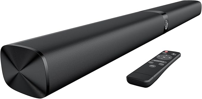 Sound Bar for Smart TV, Soundbar with Bluetooth/ARC/Opt/AUX Connect, Auto Volume Boost, 3 Equalizer Modes, 2 in 1 Detachable Soundbar for TV/PC/Gaming/Projectors