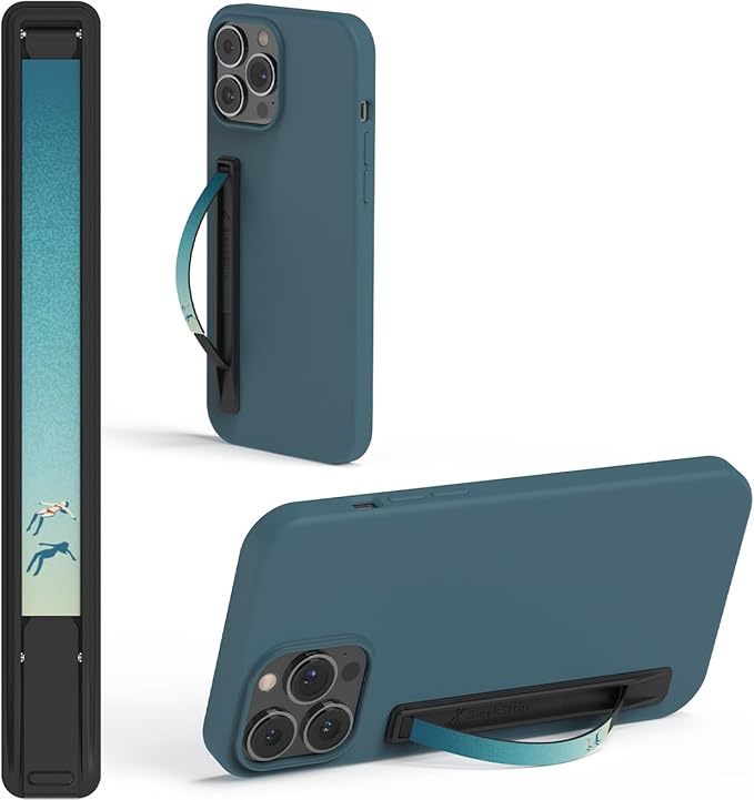 Phone Grip, Ultra Thin Cell Phone Grips Finger Holder Kickstand for Back of Phone, Loopy Case Swappable for Smartphones Wireless Chargers Car Mounts - SleekGrip Essential