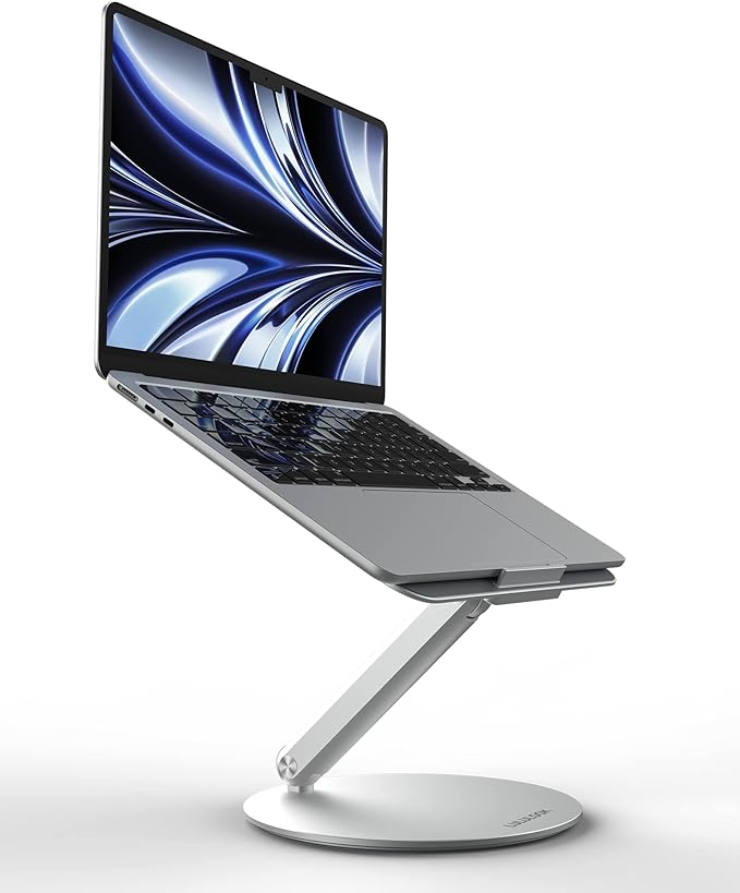 LULULOOK Laptop Stand for Desk 2025, 360 Rotating Adjustable Laptop Riser, Upgraded Foldable Full Aluminum Alloy Computer Stand for MacBook Pro/Air, Dell, HP, Lenovo and Other 10-17inch Laptops