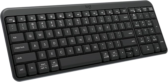 Logitech K250 Bluetooth Keyboard with Numpad, Easy Connectivity, Compact Wireless Keyboard Made with Recycled Plastic, Spill-Resistant, Comfortable Keys - Windows/MacOS - Graphite