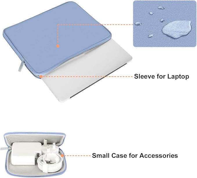 MOSISO Laptop Case 15 inch, 15 inch Laptop Sleeve Bag Compatible with MacBook Air 15 M4 A3241 M3 A3114 M2 A2941 2025 2024 2023, Dell XPS 15, Neoprene Computer Sleeve Bag with Small Case, Serenity Blue