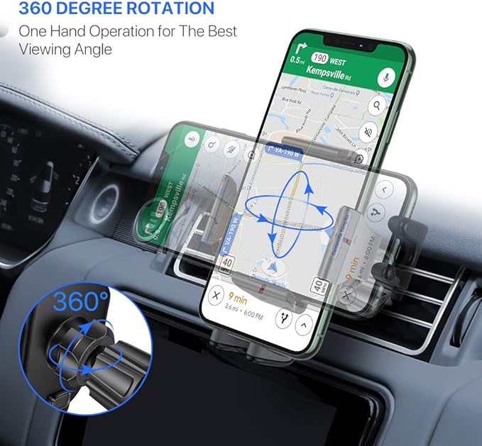 Miracase Phone Holders for Your Car with Metal Hook Clip, Air Vent Cell Phone Car Mount, Hands Free Universal Automobile Cradle Fit for iPhone Android and All Smartphones, Classic Black