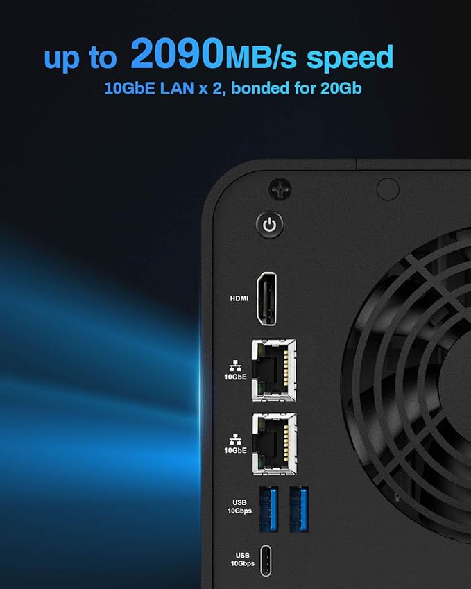 TERRAMASTER F4-424 Max NAS Storage - 4Bay Core i5 1235U 10-Cores 12-Threads, 8GB DDR5 RAM, Dual 10GbE Ports, Network Attached Storage Peak Performance for Business (Diskless)