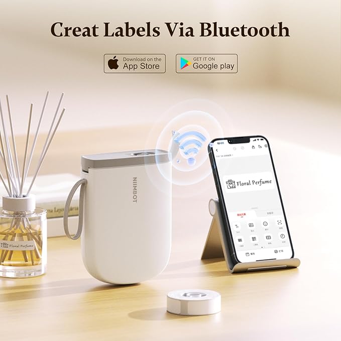 NIIMBOT Label Maker with Tape D11 0.5 Inch Bluetooth 300 DPI Portable Label Printer Rechargeable White