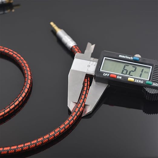 Audiophile High Purity Copper Aux Audio Cable 3.5mm Male to 3.5mm Male Audio Auxiliary Cord Gold-Plated Stereo HiFi Adapter Cable (Straight to Right Angle, 6.5ft/2m)