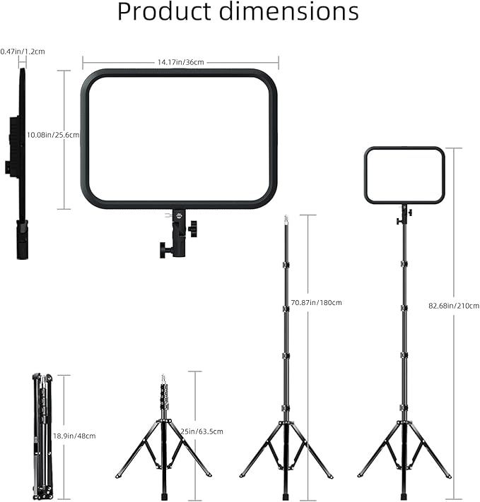 LED Video Light Panel Photography Lighting, 45W LED Studio Light for Phtography, Video Lighting Kit with 70.8" Tripod, Bi-Color 3200K–7500K, 8 Scene Lighting Effects (2 Pack)