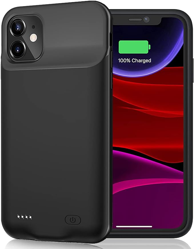 Battery Case for iPhone 11, 7000mAh Slim Portable Rechargeable Smart Protective Pack Cover Power Bank Charging Case Compatible with iPhone 11 (6.1 inch) Extended Battery Charger Cover(Black)