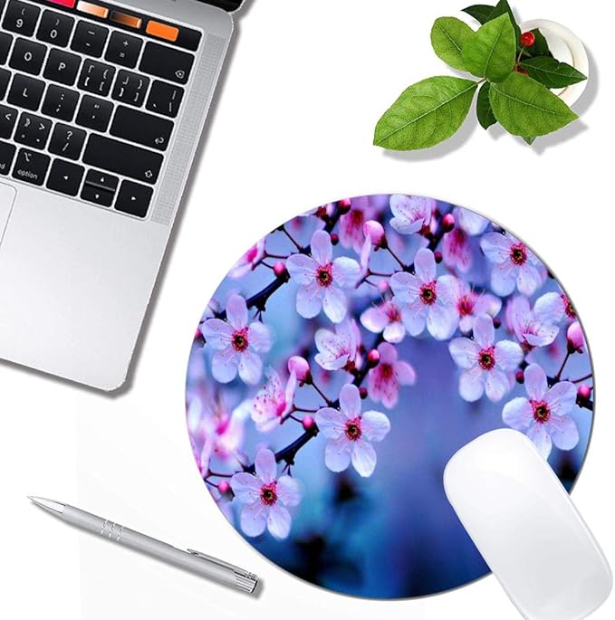 Beautiful Flowers Mouse Pad Round Non-Slip Rubber Mousepad Laptop Office Computer Decor Cute Desk Accessories Customized Design Mouse Pad