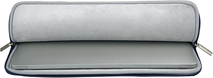RAINYEAR 15 Inch Laptop Sleeve PU Suede Leather Case Padded Cover Water Resistant Carrying Computer Bag Compatible with 15.4 MacBook Pro/Air, Surface Laptop 3/4 15", New XPS 15 Touch(Deep Blue)