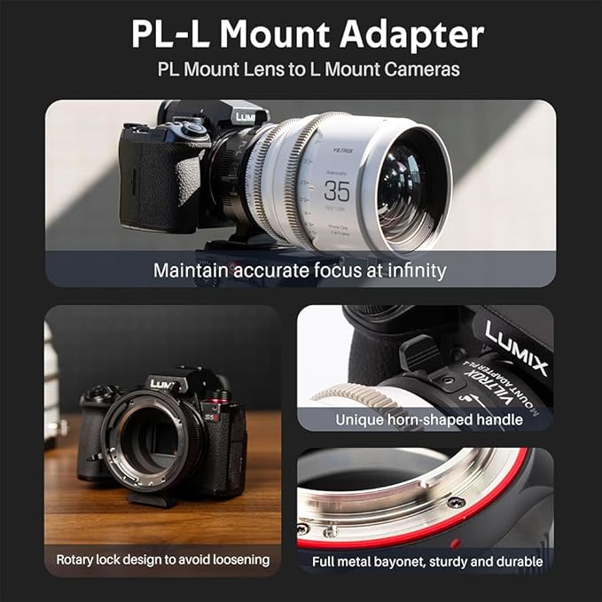 VILTROX PL-L Lens Mount Adapter with Security Lock Compatible with PL Mount Lens to L Mount Camera Panasonic S1 S1R S1H S5/Leica SL SL2 CL TL/Sigma fp L