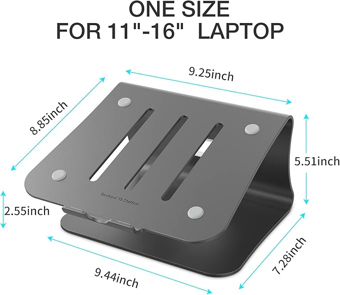 Laptop Stand Aluminum Cooling Computer Stand Holder for Apple MacBook Air Pro 11-16" Laptops (Gray)