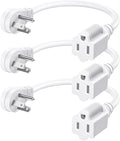 DEWENWILS 1FT Extension Cord Indoor, 14 Gauge Short Flat Plug Extension Cord White with 3 Prong, Low Profile Power Cable SJT, ETL Listed, 3 Pack