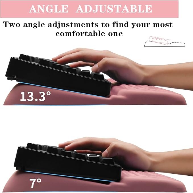 Computer Keyboard Stand Pad with Wrist Rest, Ergonomic Comfy Tilted Keyboard Stand Riser Holder Pad for Office Home (Pink)