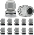 12 Pcs 1/2" NPT Nylon Cable Glands, Grey Strain Relief Cable Cord Connector IP68 Waterproof Junction Box Wire Protectors Adjustable for 6-12mm Cable Diameter