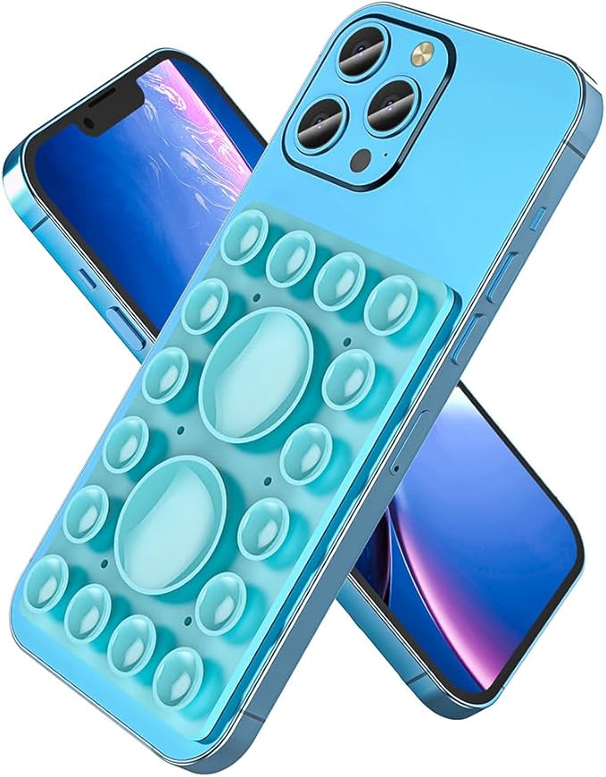 Silicone Suction Phone Holder Mount,Silicon Adhesive Phone Accessory for iPhone and Android, Hands-Free Mirror Shower Phone Holder,TikTok Videos and Selfies (Light Blue, Single Sided)