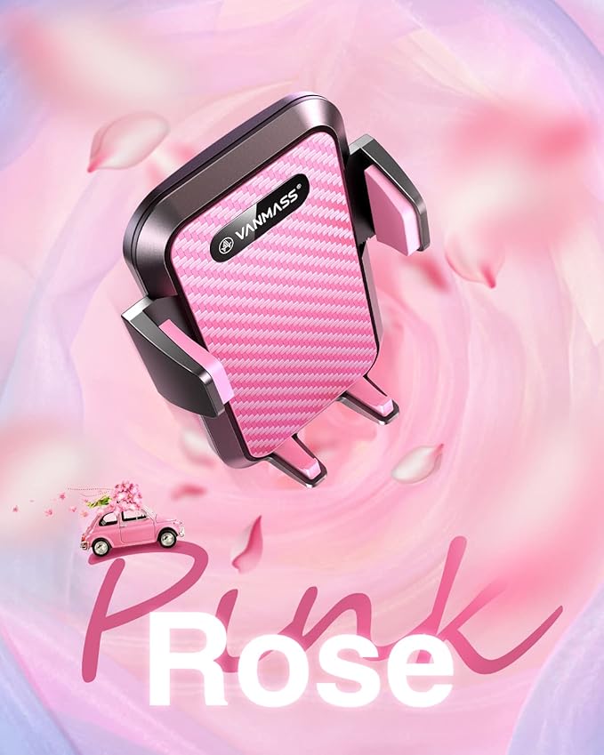 VANMASS 2025【Strongest Suction & Military-Grade】 Car Phone Mount 【Patent & Safety】Ultimate Cell Phone Holder Handsfree Stand for Dash Windshield Vent for iPhone 16 15 Pro Max 14 Android & Truck, Pink