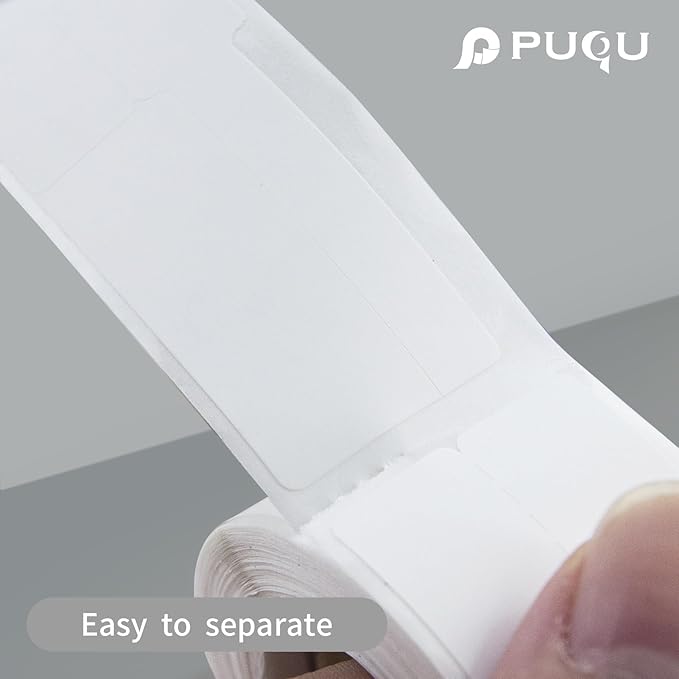 PUQU 30x15mm Direct Thermal Sticker Labels, Self-Adhesive All-Purpose Label Maker Tape, Compatible with AQ Series Label Printer, Refills Standard Laminated Office Labeling, 1 Roll of 400 Labels