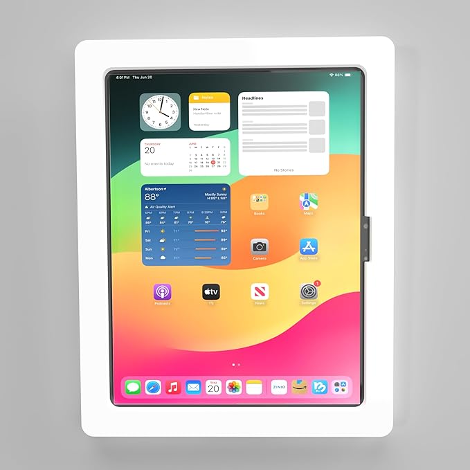 TABcare Anti-Theft Acrylic VESA Enclosure for Apple iPad Pro 11" 2024 (5th gen) with Free Wall Mount Kit & 90-Degree Angle USB C Cable (iPad Pro 11 2024, White)