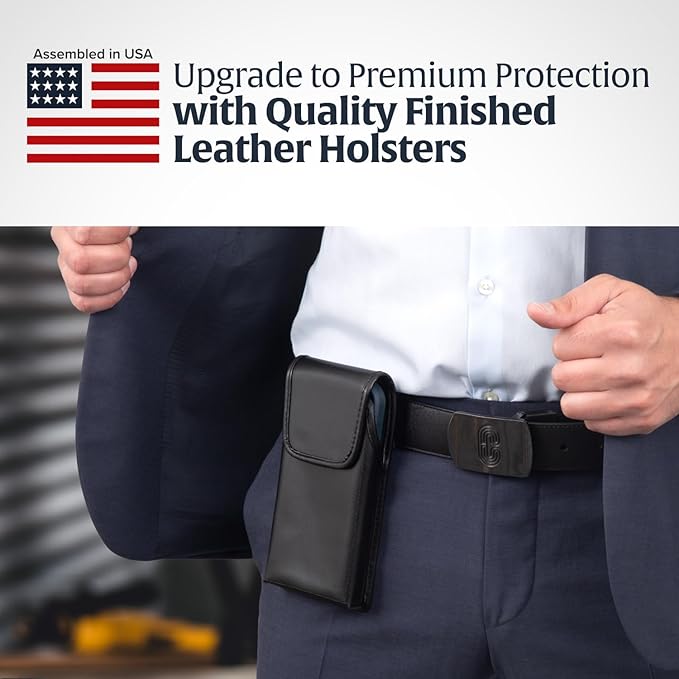Turtleback Belt Clip for iPhone 16 Pro Max, 15 Pro Max, 14 Pro Max -Large- Fits w/Defender Bulky Style Cases - Premium Black Nylon, Vertical Belt Holder, Magnetic Closure HD Rotating Belt Clip