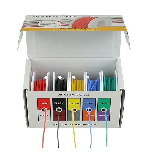 BOJACK 24 AWG Flexible Silicone Wire Electric Wire Hook up Wire Kit 300V Cables with Plus 20 φ3mm Heat Shrink Tubings and a Mini Wire Stripper(5 Colors 19.69Ft Each Color, 24AWG)