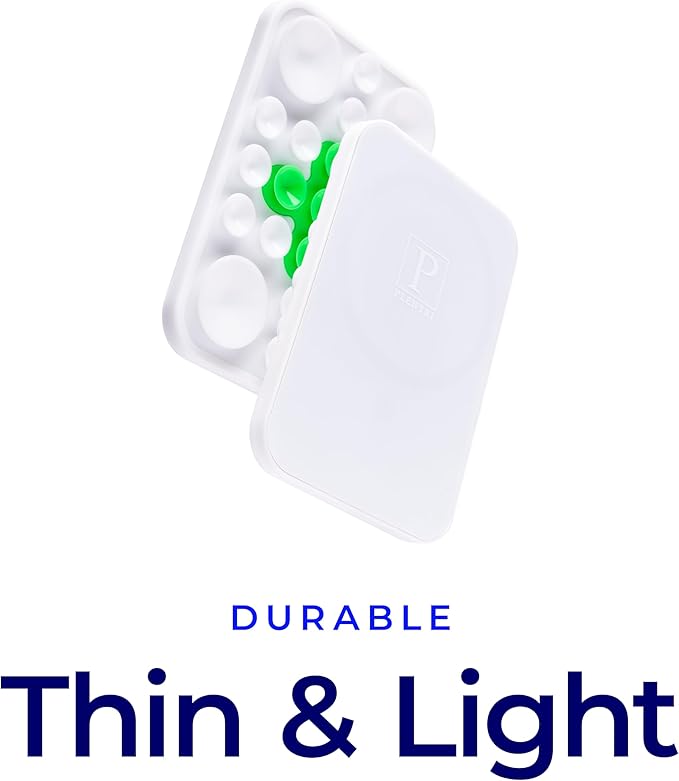 The Clingy Thingy Magnetic Sticky Phone Grip - Removable iPhone Suction Grip for Hands-Free FaceTime - Workouts, Influencers & Content Creator Essentials, Compatible with iPhone 12-16 (White/Green)