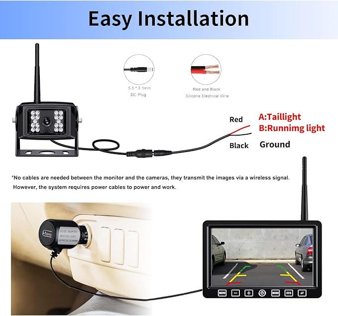 Wireless Backup Camera System with 7-Inch DVR Dual/Quad Split Touch Monitor, IP69 Waterproof HD 1080P Wireless 2 Rear View Side View Camera for RV Trailer Truck 5th Wheel,BW702