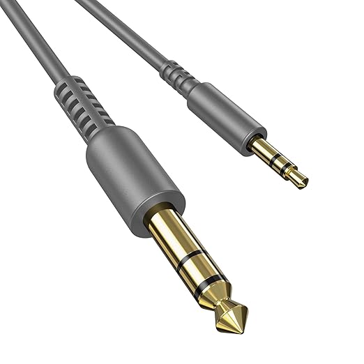 OneOdio 6.35mm to 3.5mm 6.6-9.8FT Stereo Adapter Cable Compatible with AMPs, Electronic Keyboards, Mixers, Guitars and Pro10/Pro30/Pro50 Headphones of OneOdio-Gray