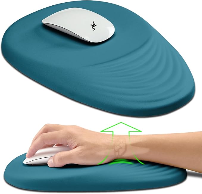 Hokafenle Ergonomic Mouse Pad Wrist Support, Terraced Slope Carpal Tunnel Wrist Pad for Mouse with Unibody Memory Foam, Wrist Rest Pain Relief Mousepad (Turquoise, 11.8x7.9 in)