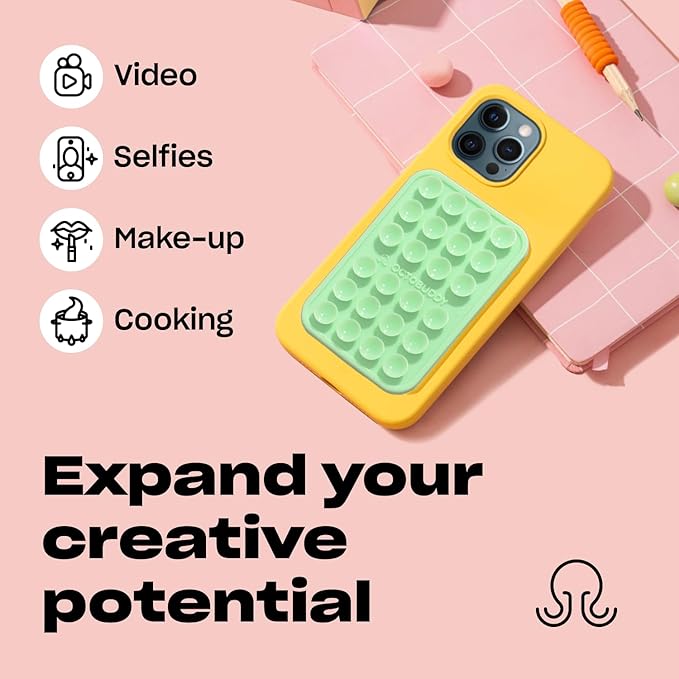 Classic MAX - Silicone Suction Phone Case Adhesive Mount - Hands-Free, Strong Grip Holder for Selfies and Videos - iPhone and Android Compatible - 2.6″ x 3.9″, Yolk Yellow