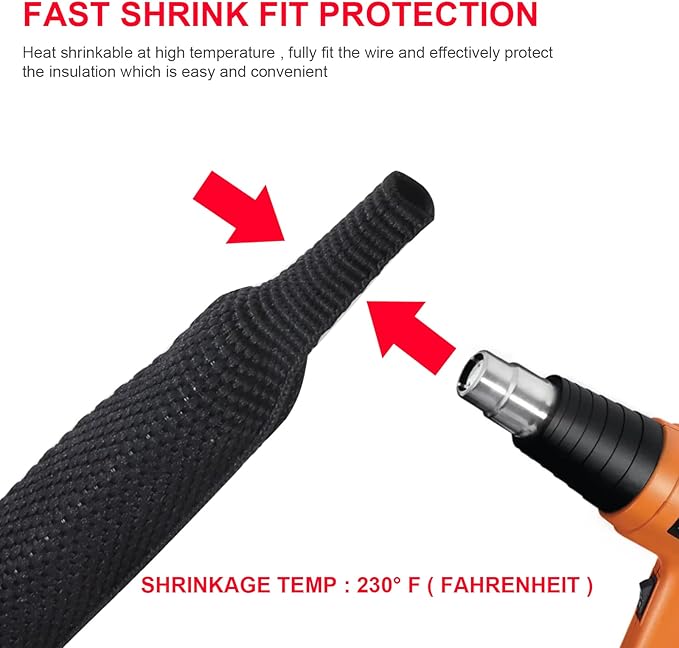 Heat Shrinkable Braided Sleeving 2:1 Ratio- Abrasion Protection Flexibility Wiring Harness Cable Sheath (3/4" ID, 30ft)