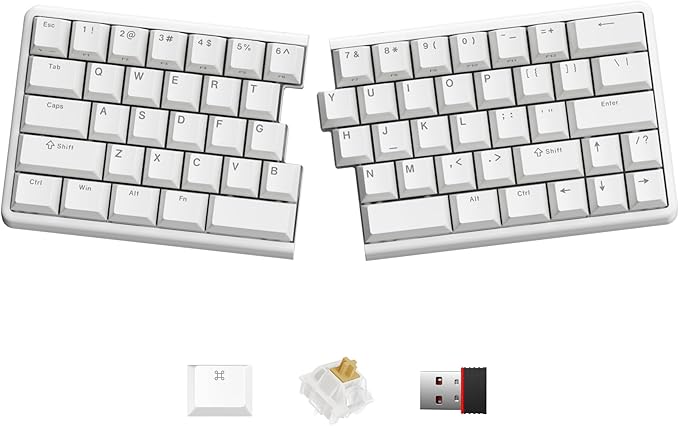 Wireless Ergonomic Split Mechanical Keyboard - Tactile, Hot-Swappable, Compact 60% Layout, Programmable for Mac & Windows, PBT Keycaps(Standard Version)