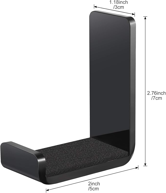 Weewooday 4 Pieces Headphone Hanger Holder Desk Adhesive Headphone Hook Wall Mount Headset Stand Acrylic Holder with Glues for General Purpose Game Earphone(Black)