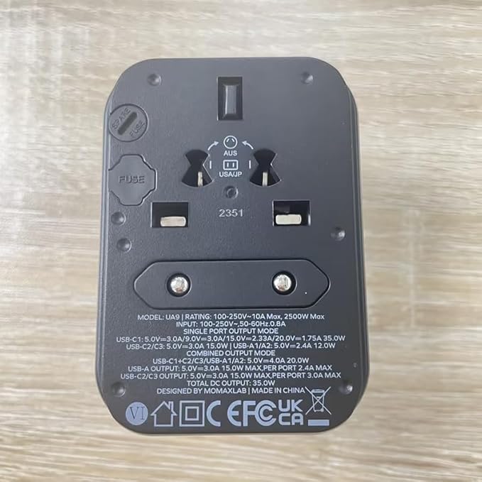 MOMAX Universal Travel Adapter, PD 35W Fast Charge International Power Adapter, 3 USB C & 2 USB A, Worldwide Travel Plug Adapter, International Power Adapter for Europe, USA, Japan, Aus(Type C/A/G/I)