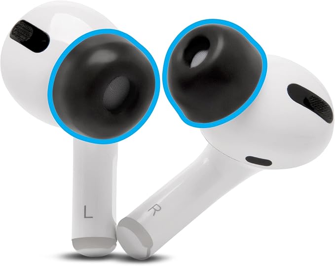 WC TipZ - Upgraded Memory Foam Ear Tips for Airpods Pro Made by Wicked Cushions | Improved Comfort, Tighter Seal, Better Foam Rebound Time | Fits Perfectly in Charging Case | Pitch Black